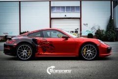 porsche 911 Turbo S helfoliert i Dragon Fire Red-41