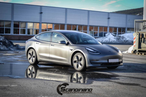Tesla model 3 helfoliert med 3M Matt Dark Grey_